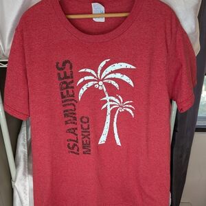 Isla Mujeres Mexico Palm Tee - Red A-1007